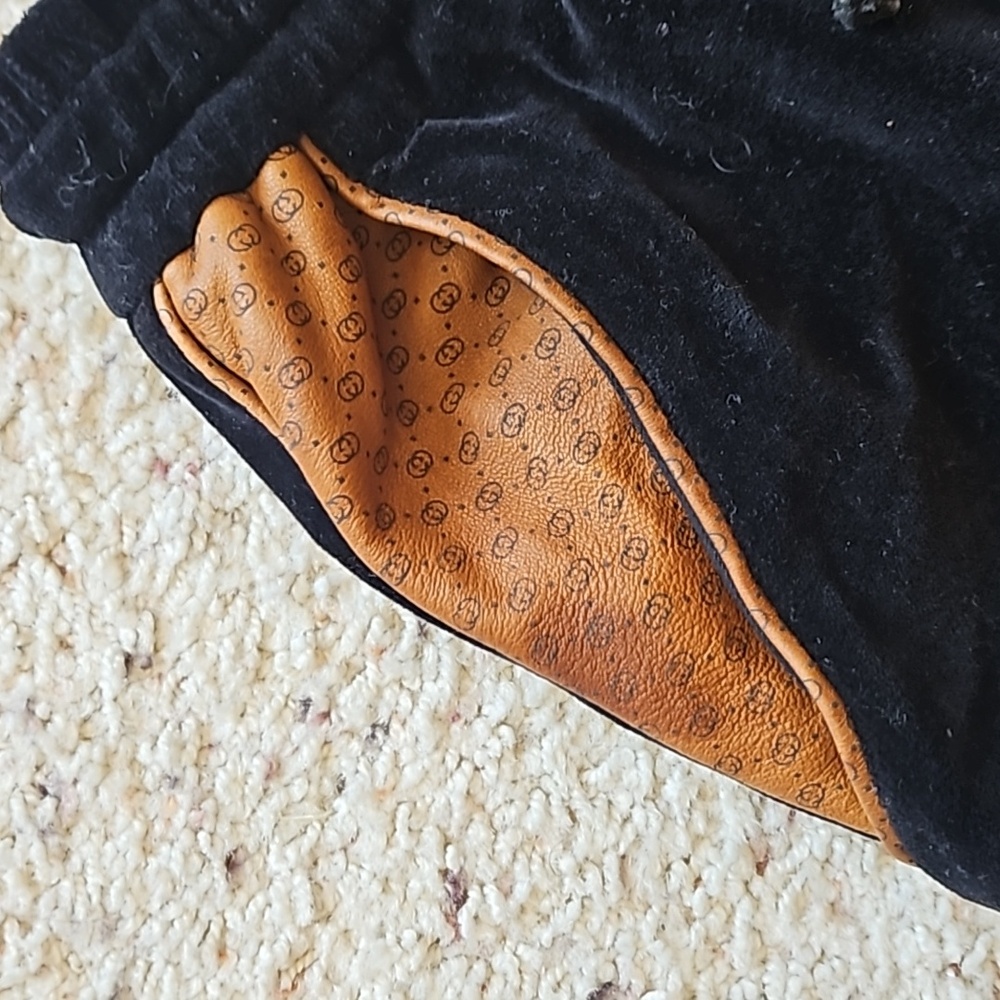 Gucci Dapper Dan Black Velvet Monogram Leather Tan Brown Pocket Sweatpants Track - Picture 4 of 12